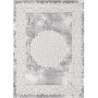 Tapis oriental rectangle 240x340 cm gris clair – Tissé polypropylène – Motif ancestral – Antistatique et hydrofuge – Unamourdetapis