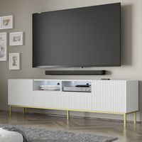 Mobile TV Ravenna B 200 2D2S bianco opaco con cornice oro