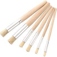 Wooden Stencil Paint Brushes Set Round Tip Bristle Hair Paintbrush Easy to Clean Art Supplies Gift f