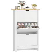 Mueble Zapatero Blanco Armario Zapatero Alto con 3 Cajones Abatibles para 18 Pares de Zapatos 72x26x112 cm Blanco