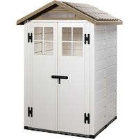 Tuscany Evo 4 x 4 Feet 100 Apex Plastic Shed Double Door with Two Pre Glazed Plastic Windows