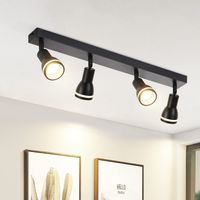 GBLY LED Deckenleuchte 4 Flammig Deckenstrahler: Schwarz Deckenlampe Spots GU10 Schwenkbar Wandstrahler Innen Metall Deckenspots für Flur Wohnzimmer Küche Schlafzimmer, Ohne Leuchtmittel