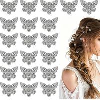 Lot de 20 mini pinces à cheveux papillon argentées, petits accessoires de coiffure papillon raffinés pour femmes, pinces féériques brillantes pour fêtes, fiançailles et trajets quotidiens