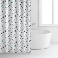 Rideau Douche 180x200 Polyester Blanc Points Bleus - Rayen