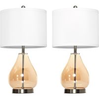 Juego de 2 Lámparas de Mesa Lámparas de Mesita de Noche avec Casquillo de Lino E27 Máx. 40W para Salón Ø30x56 cm Blanco