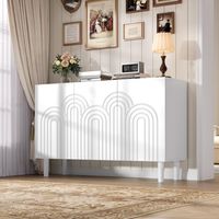 Buffet Salon 120 38.5 79cm,Meuble Cuisine,Buffet Salle a Manger avec Etagères Réglables,4 Espace de Rangement,Motif Unique de Vagues,pour Salon,Salle a Manger