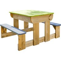 Wendi Toys Kinderspieltisch für Sand- und Wasserspiele mit 2 Bänken, inkl. Wannen, 2 Bänke angebaut