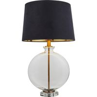Endon Gideon - 1 lampe de table en verre transparent et plaque en laiton antique, E27