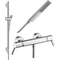 HANSGROHE Pack mezclador termostático de ducha Ecostat Comfort Care + barra Unica S Puro + flexible + rociador cromado Pulsify E