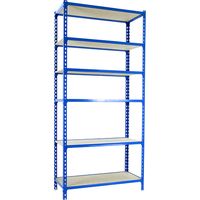 SimonRack Scaffale Portaoggetti, 2500x1000x500 mm, 6 Ripiani in Legno, Portata 150 kg per Ripiano, Scaffale da Garage, Blu/Legno – Maderclick