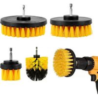 QORVA-Brosse pour Perceuse Set, 4 Piece Brosse Nettoyage Perceuse 2''/ 3.5''/ 4''/ 5'', Jaune Brosse Nettoyage for Bathtubs, Bathroom Sinks, Kitchen Sinks, Kitchen Walls