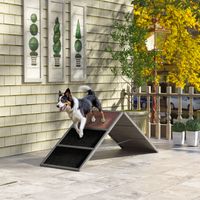 Puente de agilidad para perros, equipo de agilidad regulable en altura con superficie antideslizante, soporta hasta 40 kg, 173x59x66cm, gris.