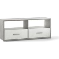 mobile 2 cassetti bianco e cemento, 139x57x41 cm