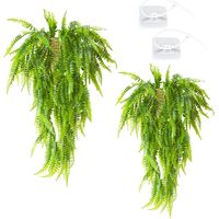 2 Pack Artificial Hanging Vines Plants,Artificial Plastic Plant,Reptile Plants Terrarium Hanging Plant Artificial Leaves Reptile Hide with Paste The Buckle