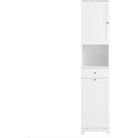 Columna de baño con cesta de ropa sucia, cajón y estante ajustable, mueble de almacenamiento para baño