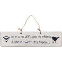 Plaque décorative en bois blanc - Ici pas de Wifi...