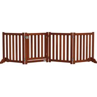 Barrera de Seguridad para Perros para Escaleras y Puertas Diseño Plegable y Soporte de Pie 205x30x60 cm Marrón