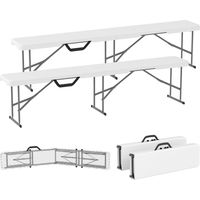 Campingbank, kunststof buitenbank, draagvermogen 240 kg, wit