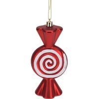 Pendenti "Caramella tonda" rosso e bianco, motivo a chiocciola, da 17 cm, set da 3 pezzi
