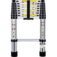 Échelle Télescopique BM TOOLS 2,6M en ALU, Charge 150kg, Pliable Extensible Unique Droite Multi-fonction, Bricolage