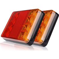 2 Pcs 12 V LED Feux Arriere,8 LED universels étanches, feux arrière d'avertissement pour véhicules agricoles, camions,