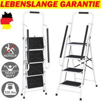 Schwerlast-Handlauf-Stufenleiter Stahl 4-Stufen-Leiter mit Handlauf klappbare Tragbare Leiter mit Anti-Rutsch-Matte Leiter für Garage Home Sicherheit Haushalts-Handlauf-Stufenleiter