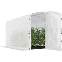 Serre tunnel 6 m² 300x200x195 cm PE 220 g/m² avec débordement 50 cm, serre jardin porte blanche