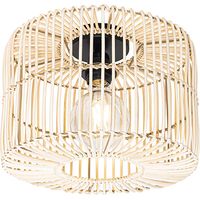 QAZQA Lampada da soffitto maud - Orientale - Malacca,Acciaio - Legno/Nero - Tondo Max. 1 x Watt
