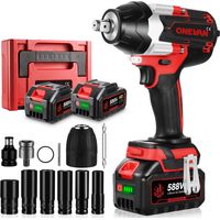 Onevan – Clé à chocs sans fil 1800Nm – Moteur Brushless – 3 vitesses – 2 batteries 588VF – Pour boulons M10-M24 – Coffret avec accessoires