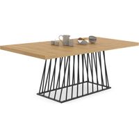 Idmarket – Table à manger extensible rectangle 6-10 personnes – Plateau bois et pied filaire métal noir – Longueur 160-200 cm – Style industriel - YUNA 6-10