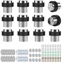ALLIANDISArrête-porte en acier inoxydable 32 mm × 45 mm – 12 pièces, vis et colle 3M incluses