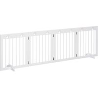 Pawhut – Barrière de sécurité modulable pliable pour animaux – 4 panneaux en bois de pin – Dimensions 204x30x61cm – Couleur blanche