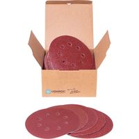 Vonroc – Lot de 50 disques abrasifs 125mm – Assortiment grains G40/G80/G120/G180/G240 – Fixation adhésive – Pour ponçage bois, métal, plastique