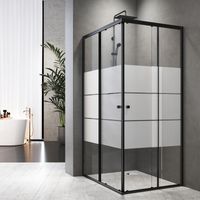 WDWRITTI Schwarzer Duschkabine 100x100 cm Schiebetür, Duschkabine 100x100cm Eckeinstieg Duschabtrennung mit 6mm ESG Sicherheitsglas Glas Duschwand Höhe: 185cm