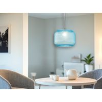 Pendelleuchte ASHFORD einflammig Kristall Glasschirm in Blau, Ø 40cm