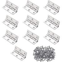 Folding Hinges Stainless Steel 55x34mm for Wooden Doors - 10 Pieces Silent with 62 Screws for Furniture Cabinet