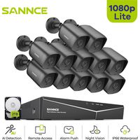 SANNCE 1080P Security Surveillance 16CH DVR Outdoor Night Vision Email Alert Waterproof Remote Monitor CCTV Video Camera System - 2TB HDD