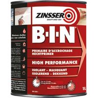 Primaire d'accrochage isolant taches 1L – Haute adhérence sur bois, métal, PVC – Séchage ultra rapide – Isole odeurs durables – Zinsser