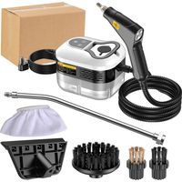 Nettoyeur Vapeur, Nettoyeur à Vapeur 1500W, Nettoyeur Vapeur à Main avec Bouton Tactile Réglable, 4 Têtes de Brosse, Chauffage 15S, Steam Cleaner Tuyau Renforcé, pour Cuisine, Voiture, Sol
