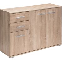 Deuba – Buffet chêne 107 x 75 x 35 cm – Commode avec 3 portes et 2 tiroirs – Étagère réglable – Meuble de rangement pour salon et salle à manger