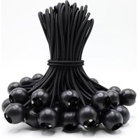 50pcs Rubber Bungee Cord with Ball, 20cm Bungee Cord with Ball, Tarpaulin Bungee Cord for Tent, Posters, Banner, Pavilion
