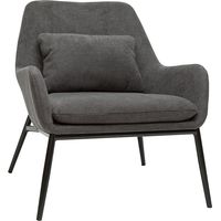 Poltrona design tessuto effetto velluto grigio scuro e metallo nero MAXINE