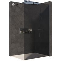 Duschabtrennung Bernstein EX101 Walk-In Nano 8mm Echtglas Schwarz graues Glas 100cm