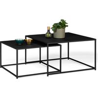 Idmarket – Lot de 2 tables basses gigognes carrées en métal noir mat – Design industriel – Dimensions 70x70cm et 60x60cm – Emboîtables pour gain de place