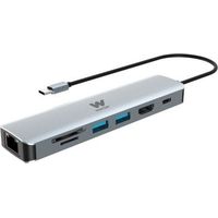 Docking USB Tipo-C Woxter PE26-181/ 1xHDMI/ 2xUSB/ 1xLector de Tarjetas/ 1xRJ45/ 1xMicroUSB/ Gris