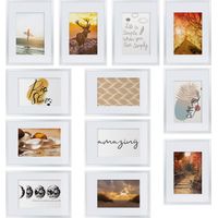 bomoe Set de 12 marcos de fotos - marcos de fotos para pared de plástico con passepartout - 12 marcos de 13x18 cm – Posición vertical y horizontal - Sunlight Blanco