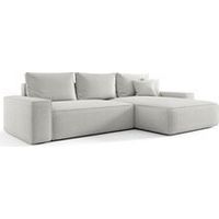 Canapé d’angle tissu bouclé convertible avec coffre NINA angle droit-Blanc cassé-angle droit