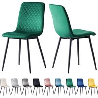 Esszimmerstühle LEXI im 2er Set, mit Samtbezug & Metallbeinen, Designerstuhl, Grün