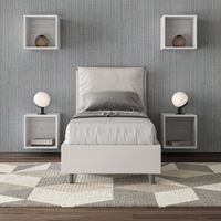 Letto singolo senza rete imbottito 80x210 similpelle bianco Antea