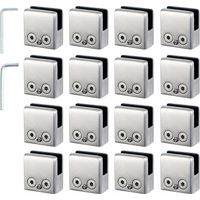 16 PCS Pince Verre 8-10mm en Acier Inoxydable 304 Réglable Angulairement Fixation Miroir Mural, pour Garde-Corps d'Escalier Clôture de Piscine,AAFGVC